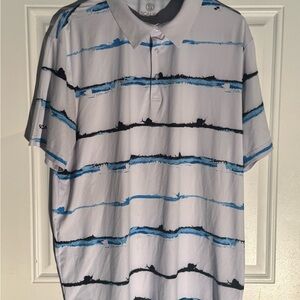 Solbari Men's Blue Striped Polo Shirt